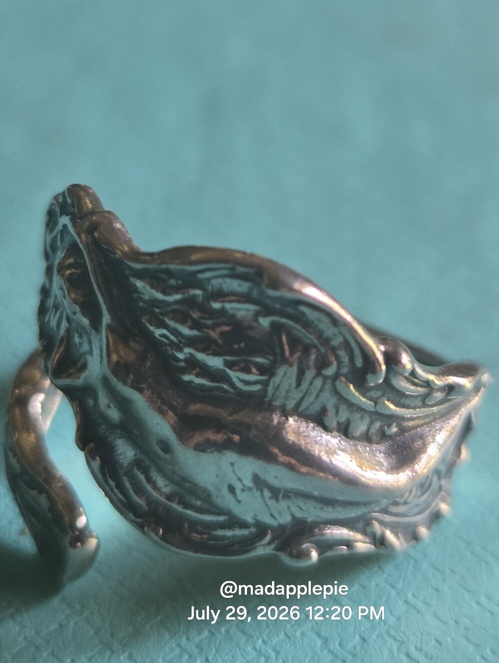 Vintage Sterling Silver Goddess Woman Nude Deity Muse Nymph Spoon Ring #126 - Picture 6 of 16